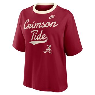 Nike Alabama Legacy Fight Song Boxy Nike Womens College T-Shirt in Red | 01CM0E8IABV-U0X
