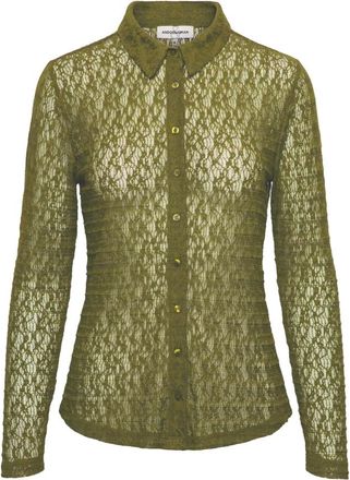 &Co Woman Kant Blouse - Dames - Blouses & Shirts - Groen - Maat: L Poliester