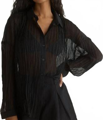Bella Dahl Flowy Pleated Shirt In Black