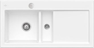 Villeroy & Boch Fregadero De 1 Seno Y Medio Con Escurridor A La Derecha Villeroy Et Boch Subway Pure 60 100 X 51 Cm Blanco Desag&uuml;e Autom&aacute;tico Incluido