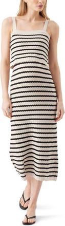 Ripe Pointelle Stripe Knit Maternity and Nursing Midi Dress in Natural/black at Nordstrom, Size X-Small