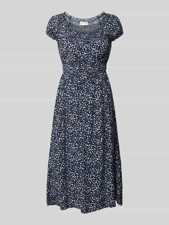 Apricot Knielanges Kleid aus Viskose im Allover-Look in Marine, Gr&ouml;&szlig;e XXL
