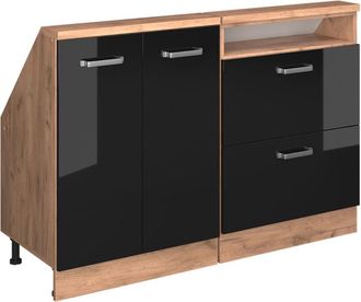 Vicco Conjunto De Armarios Para Techo Inclinado Rion, Roble Negro/dorado De Alto Brillo, Lote De 2, Vicco