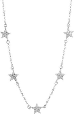 Savvy Cie Jewels Cubic Zirconia Pav&egrave; Star Station Necklace in White at Nordstrom Rack