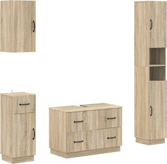vidaXL Juego De Armarios De Ba&ntilde;o De 4 Piezas Hoorn Roble Sonoma Vidaxl