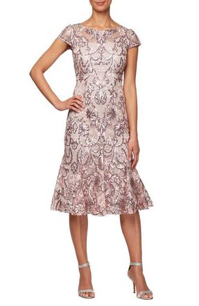 Alex Evenings Sequin Cocktail Dress in Blossom at Nordstrom, Size 12