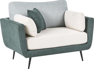 Beliani Sill&oacute;n Tapizado En Tela Con Reposabrazos Patas Macizas Cojines Adicionales Verde Bolga