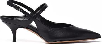 Guglielmo Rotta Black Leather Rubber Sole Heeled Pump