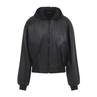 Balenciaga Patched Hooded Jacket - male - Balenciaga - Leather Jackets - Black - L - Jackets