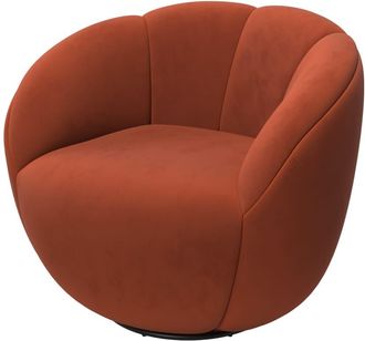 Rendez-Vous D&eacute;co Sill&oacute;n giratorio de terciopelo rojo ladrillo