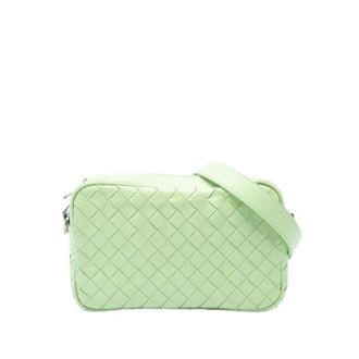 Bottega Veneta Pre-owned Geweven Leren Crossbody Tas - Dames - Pre-owned - Groen - Maat: ONE Size Leer