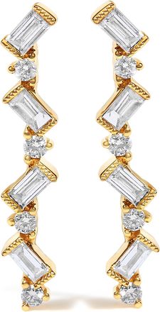 House of Brilliance 14K Yellow Gold 1/2 Cttw Diamond Zig Zag Drop Earrings
