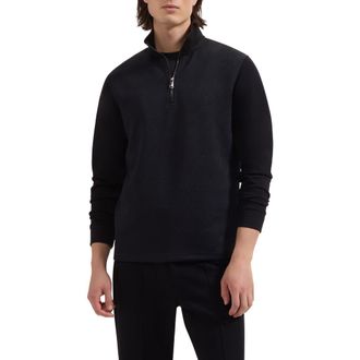 Bugatchi Soft Touch Quarter Zip Sweatshirt in Black at Nordstrom, Size Xx-Large