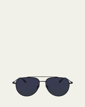 Ferragamo Mens Gancini Evolution Metal Aviator Sunglasses