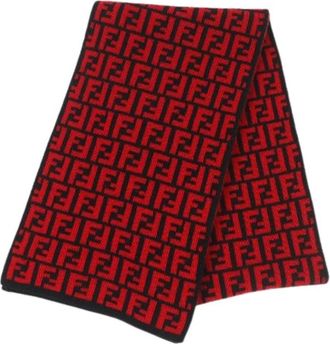 Fendi Pre-owned Scarves, female, Red, Size: ONE SIZE Pre-owned Wool Scarf