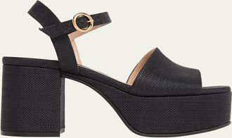 Gianvito Rossi 35mm Canvas Platform Block-Heel Sandals