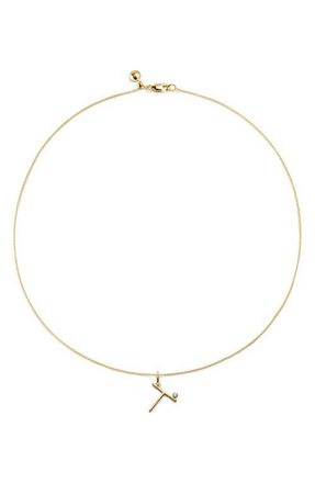 Monica Vinader Diamond Initial Pendant Necklace in 18K Gold Vermeil T at Nordstrom