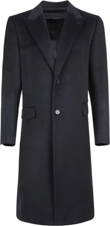 Dolce & Gabbana Single-breasted kasjmier jas - Heren - Mantels - Blauw - Maat: XL Kasjmier