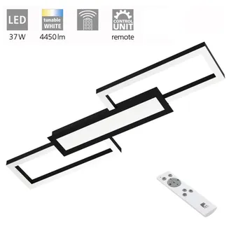 Eglo Plafoniera Moderna Monirote Acciaio Nero Luce Led Integrato 37w