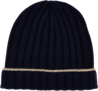 Brunello Cucinelli Blue Contrast line beanie