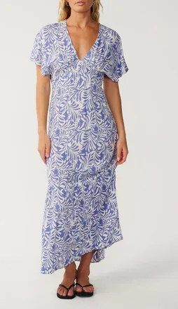 Rip Curl Party Wave Floral Print Maxi Dress in White/blue at Nordstrom, Size Xx-Small