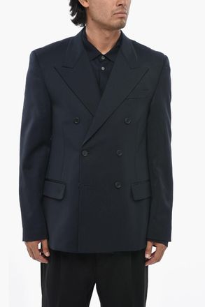 Off-white Giacca Doppiopetto STAFF UNIFORM in Lana Vergine con Rever a Lancia Off-White