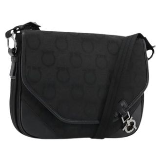 Ferragamo Pre-owned Canvas Shoulder Bag - Dames - Pre-owned - Zwart - Maat: ONE Size Leer