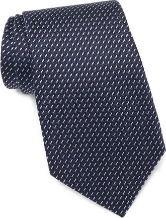 Ermenegildo Zegna Neat Silk Tie in Navy Micro-Fan at Nordstrom