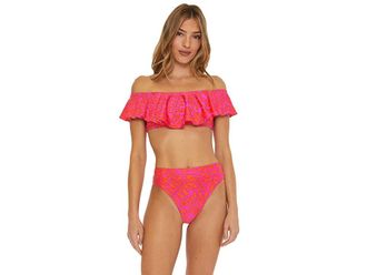 Trina Turk Trellis Ruffle Bandeau Top Womens Swimwear : 10, Nylon/Spandex