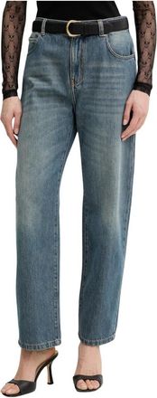 Pinko Lovely Loose Zip Jeans - Dames - Regular Fit Jeans - Blauw - W27 - Katoen - Jeans