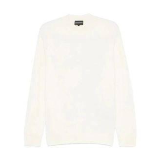 Emporio Armani Round-neck Knitwear, male, White, S, Mens Clothing Knitwear U0003 Aw25