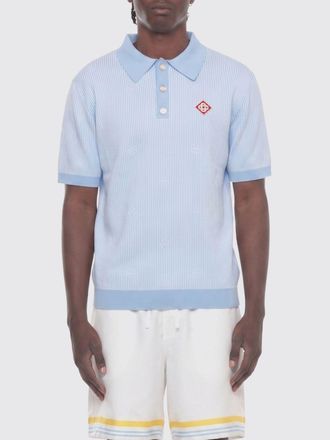 Casablanca Polo a righe in maglia di cotone con colletto e polsini a costine