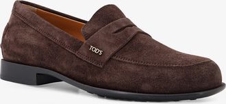 Tod's Womens Suede Loafers Brown Suede-Rubber Suede/rubber