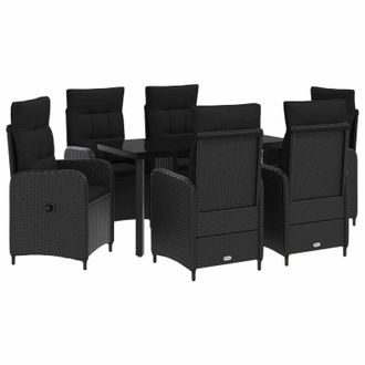 vidaXL Juego De Mesa Y Sof&aacute; Con Coj&iacute;n Con Almohada 7 Pcs Negro Vidaxl