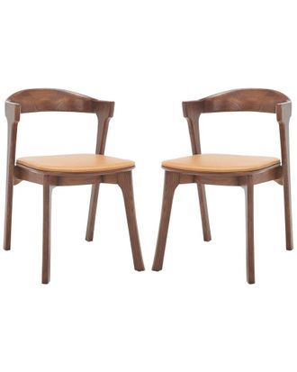 Safavieh Couture Brylie Wood And Leather Dining Chair, Set Of 2