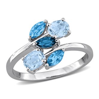 Mimi & Max Multi-Gem Five Stone Ring Sterling Silver