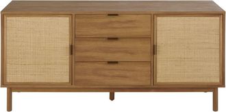 Maisons du monde Aparador con 2 puertas y 3 cajones de rejilla de mimbre 154 cm