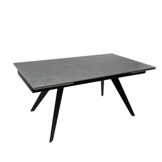 Koketto Home Mesa extensible con patas negras y tablero de porcelanico gris 160