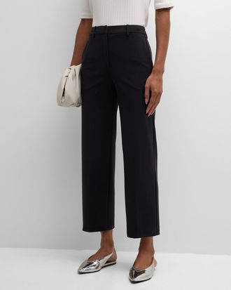 Theory Ponte High-Waist Straight Pants