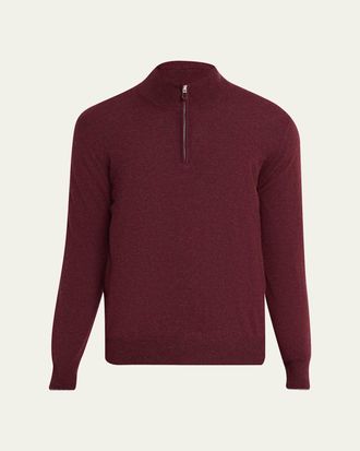 Brunello Cucinelli Mens Cashmere Mouline Quarter-Zip Sweater