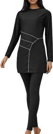 Generic Modest Swimwear Women- Women Muslim Islamic Burkini Long Sleeve Long Tops + Swim Pants + Hijab 3Pcs Full Body Modest Swimwear