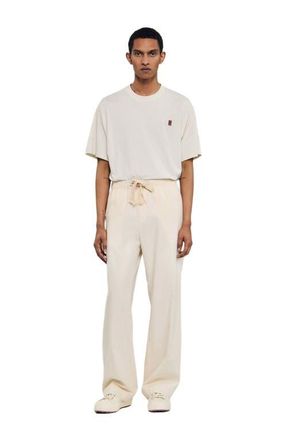 Sandro Wide-leg elasticated cotton trousers in Butter Cream at Nordstrom, Size 3831 Eu