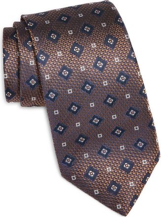 Canali Medallion Silk Tie in Light Brown at Nordstrom