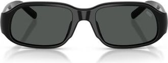 Diesel 55mm Oval Sunglasses in Solid Black /Solid Black at Nordstrom