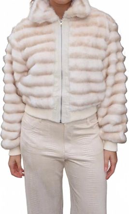 Bailey Rose Faux Fur Bomber Jacket In Sand