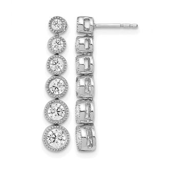 Diamond2Deal 14k Gold 1 ct Lab Grown Diamond Graduated Dangle Earrings VS Clarity, D-E Color