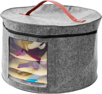 No Brand Caja Para Guardar Sombreros Con Tapa, Caja Grande Redonda Desplegable Para Sombreros Con Asa De Transporte Para Guardar Sombreros De Fieltro, Organiza
