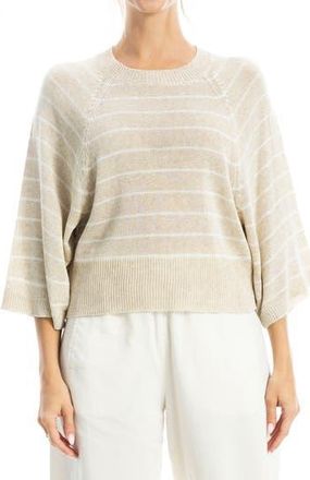 Max Studio Stripe Raglan Sleeve Sweater in Oyster/Ivory Stripe at Nordstrom Rack, Size X-Large