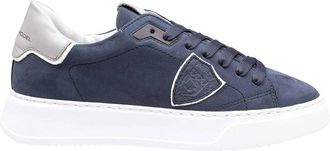 Philippe Model Temple Low Sneakers in Nubuk blue color