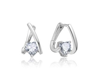 Rachel Glauber Clear Cubic Zirconia Huggie Style Earrings